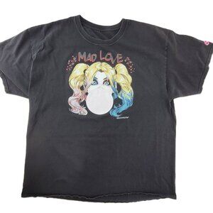 VTG DC Comics T-Shirt Mens XL Black Harley Quinn Mad Love Black Graphitti Batman